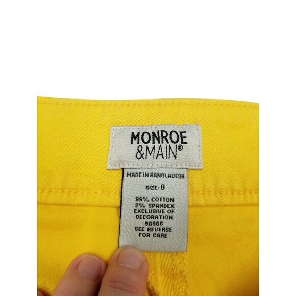 Monroe & Main Womens Yellow Cropped Pants Size 8‎ High Waisted - Picture 3 of 10